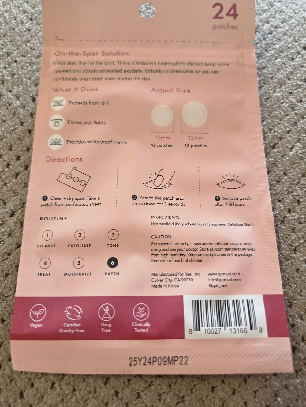 New Rael Beauty Miracle Pimple Patch Invisible Spot Cover for Acne - 24ct